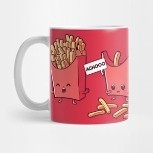 Funny Cartoon French Fries Sneezing Mug